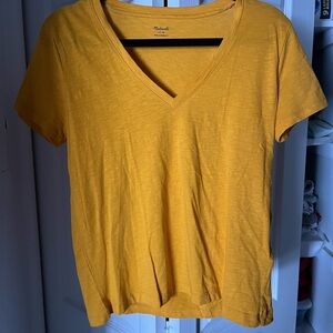 Madewell Yellow V-Neck Short Sleeve Tee